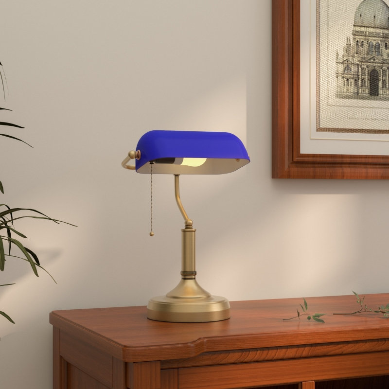Steel Bankers Lamp, Blue