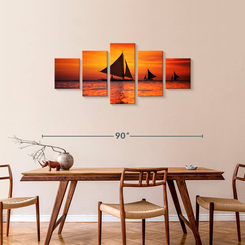 Sailboats In Boracay, 34" H x 74" W