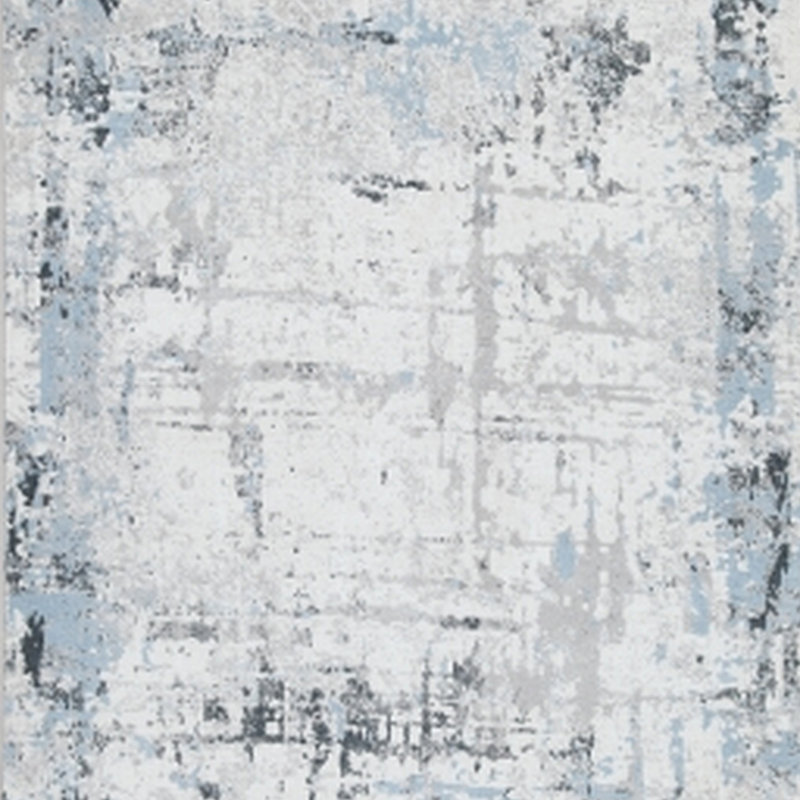 Tony Medium Area Rug, Blue White Machine Woven Abstract Pattern, Rectangle 5' x 7'