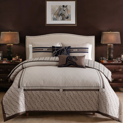 Bebejan Equestrian 5  100% Cotton Sateen Piece Reversible Comforter Set