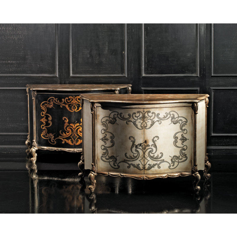 Handpainted Buffet Table, Antique Black