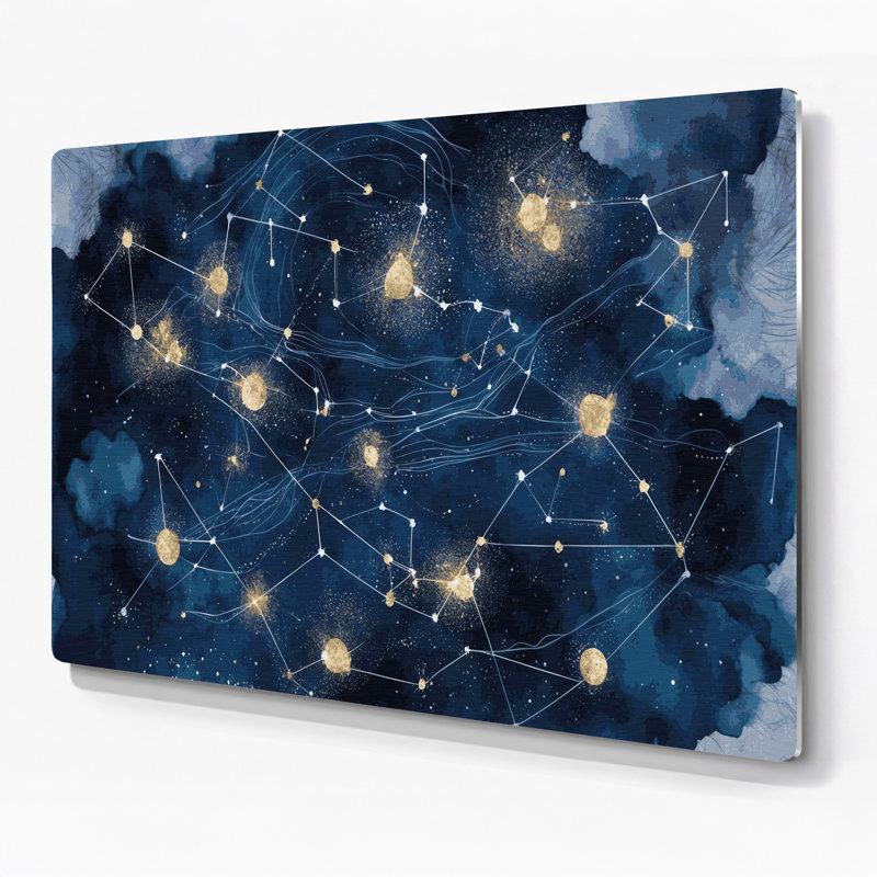 Art de la constellation de l'espace, art mural en métal bleu, H 11 po x l 14 po