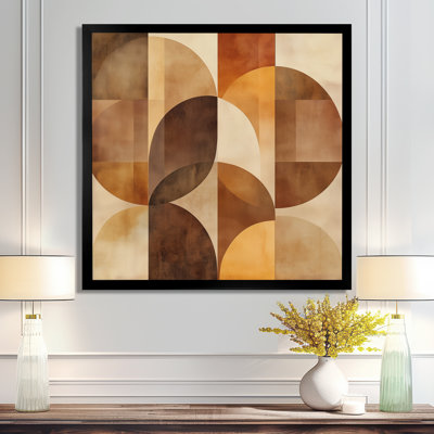 Composition en arc III - Formes abstraites - Tableau encadré aux tons terreux brun-orange