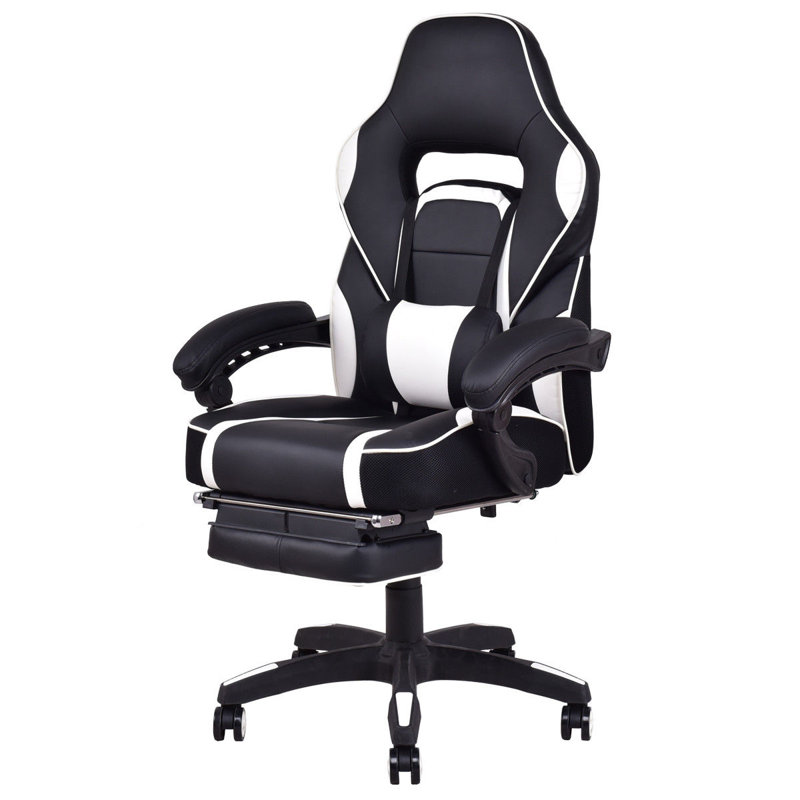 Fauteuil de jeu pc & racing Euclid, Noir / Blanc