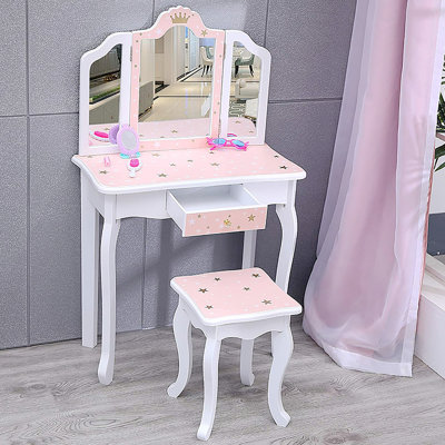 Ensemble de coiffeuse et chaise de coiffeuse pour enfants Kachan