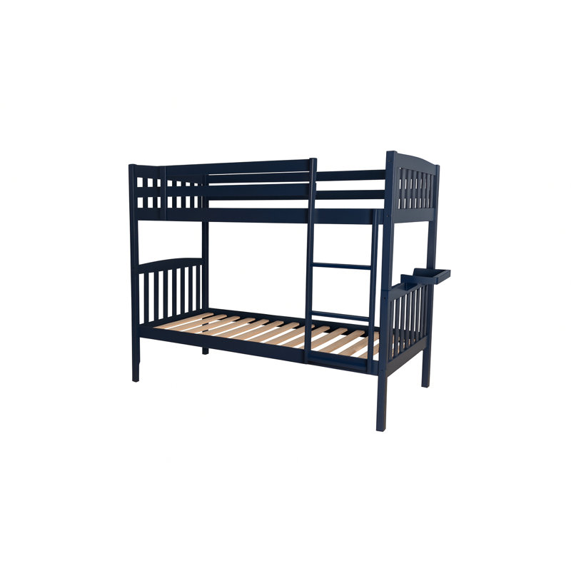 Lit superposé simple au-dessus de simple avec plateau Aldwin, matelas non inclus, Bleu marine, Twin Over Twin