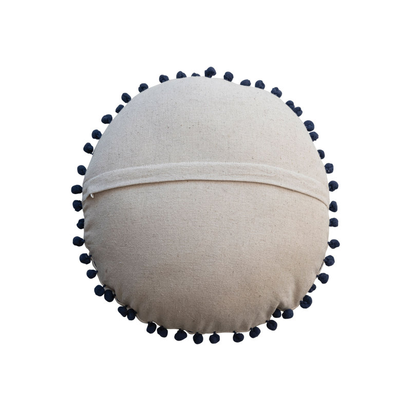 Cotton Blend Throw Circular Pillow Cover & Insert