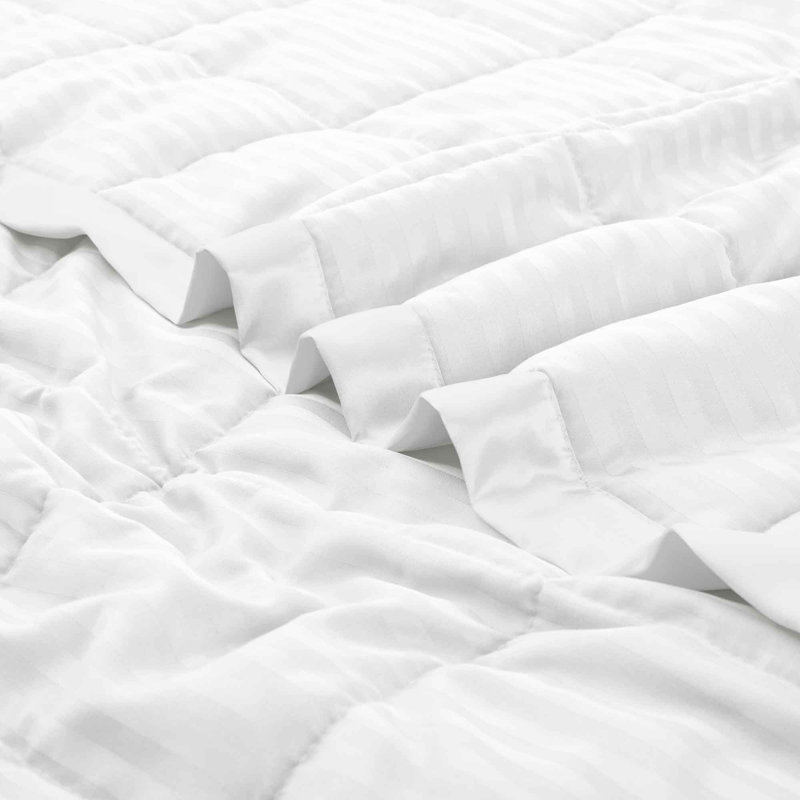 Couverture avec bordure en satin, Grand lit, Blanc
