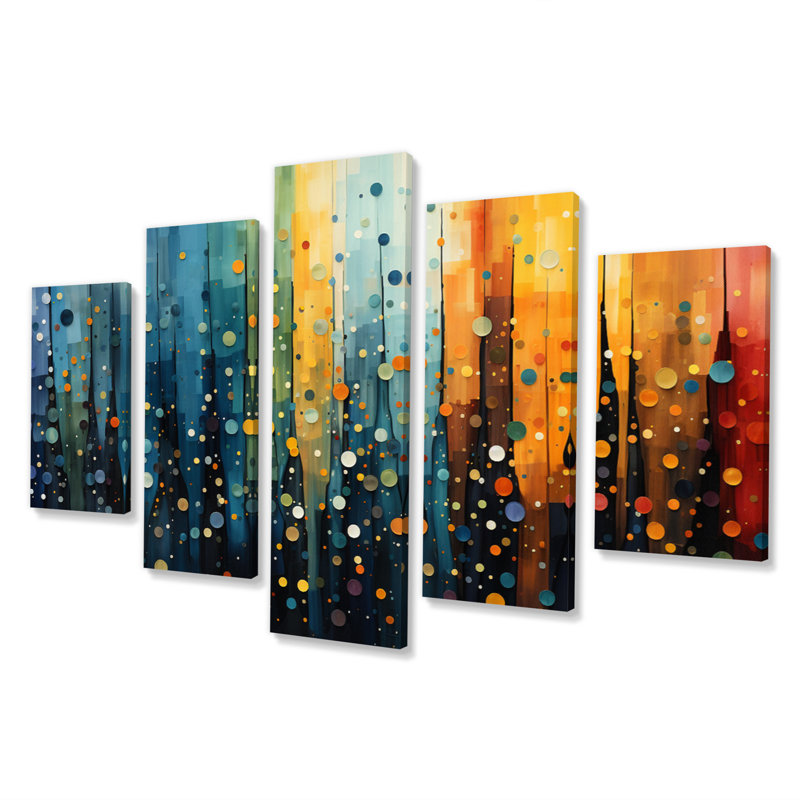 Colourful Mid Century Bold Breeziness I - Décoration murale Mid-Century - 5 panneaux