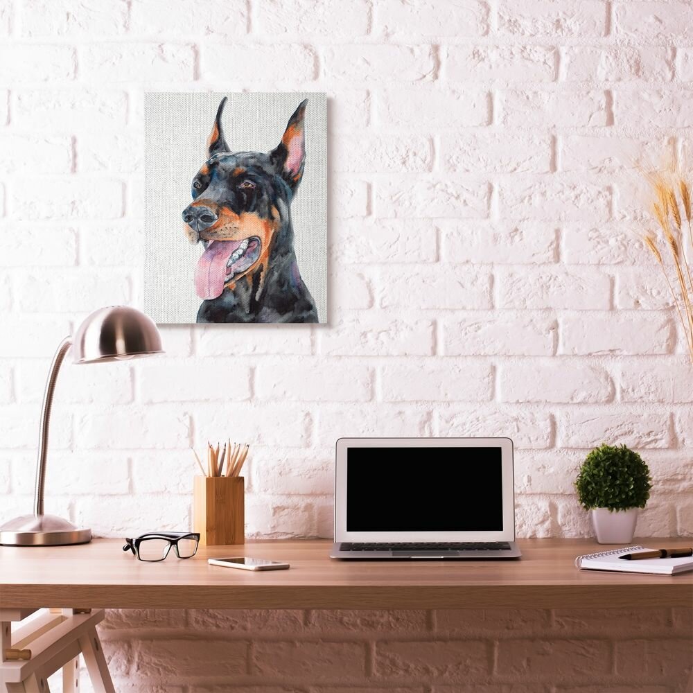 Personalized Doberman Pinscher wall art set of 3 prints, kids dog wall art  prints with name, baby name sign, dog nursery decor