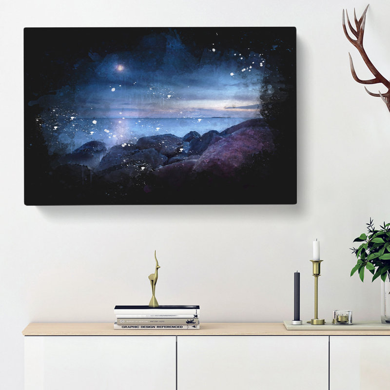 Moonlight Over A Beach In Helsinki - Wrapped Canvas, 60cm H x 91cm W x 3cm D