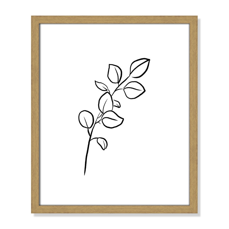 Simple Flowers " Simple Flowers 3 ", Beige Wood Framed Paper, 19" H x 16" W x 0.75" D