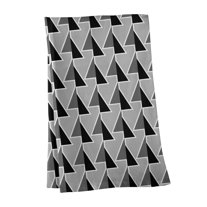 Torchon à flèches, Noir / gris clair / gris, Polyester sergé