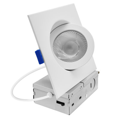 LUXRITE 4 In. Square Floating Gimbal LED Recessed Light, Adjustable 360° Rotation & 90° Tilt, 5CCT 2700K-5000K, CRI90, 10W, 1000LM, Dimmable ETL