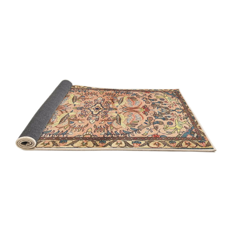 Tapis traditionnel beige/vert/crème, Rond 3 pi