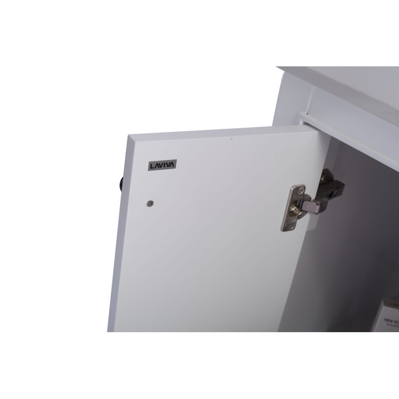 Mundy 24 " W Freestanding Standard Free Standing Single Double With Solid Surface Top, Matte White, White