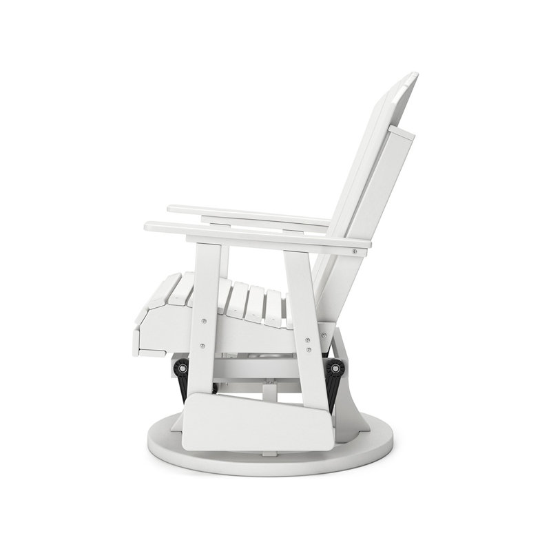 White HDPE Adirondack Outdoor Swivel Glider Chair