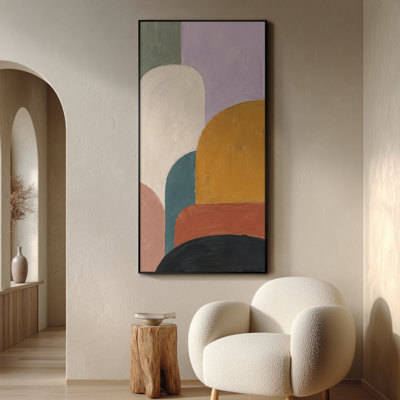 Très grand art mural imprimé sur tissu - Arches géométriques modernes dans des tons moutarde sauge et rosé pour le salon ou la chambre à coucher - «Assemblage requis du cadre (cadre non fini)»