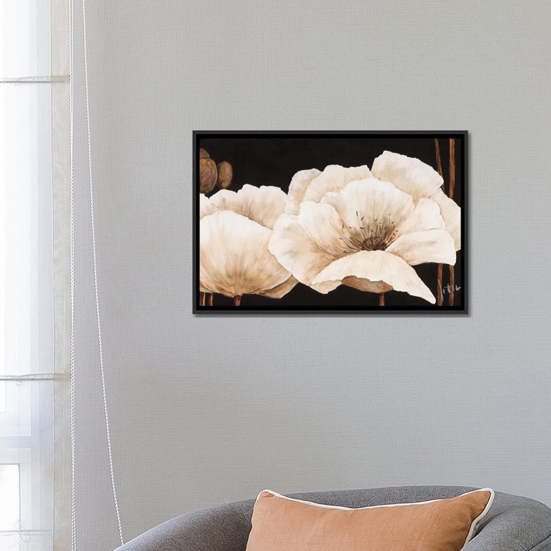 «Amazing Poppies IV», impression sur toile, H 18 po x l 26 po x P 1,5 po, Toile avec cadre noir, Pas de tapis