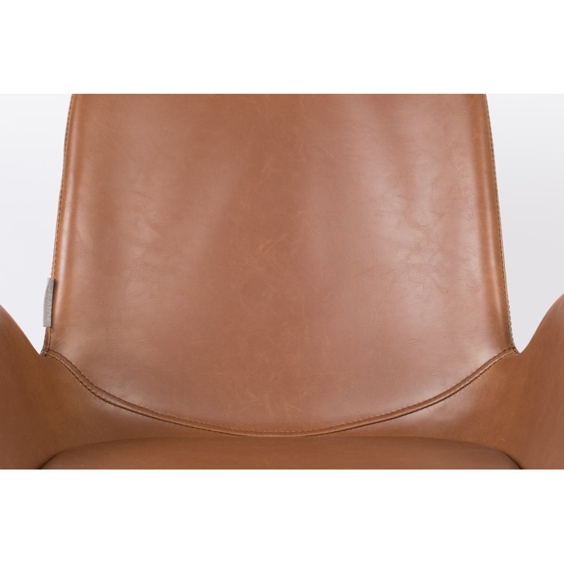 Albert Kuip 19'' H Faux Leather Upholstered Ash Armchair, Brown