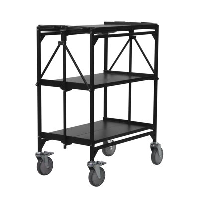 3 Tier Rolling Carts, Steel Utility Cart With Trash Can Hook