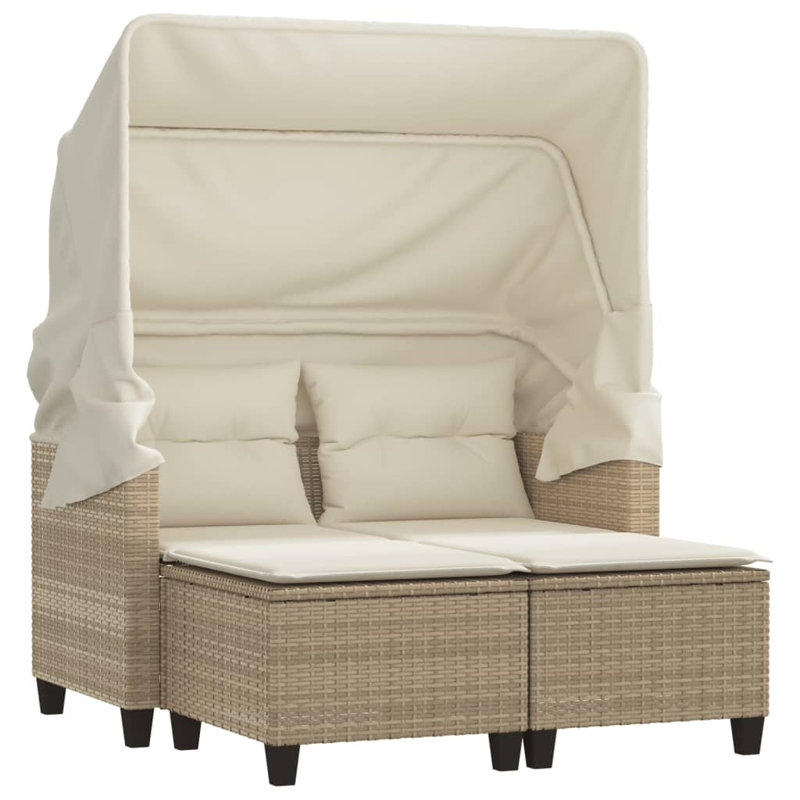 48.4'' Wide Rectangle Patio Sofa with Cushions, Cream White/Beige