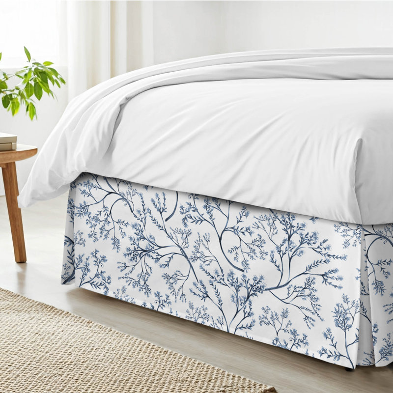 Tinsley Bluebell Cotton Bedskirt, California King, 15"