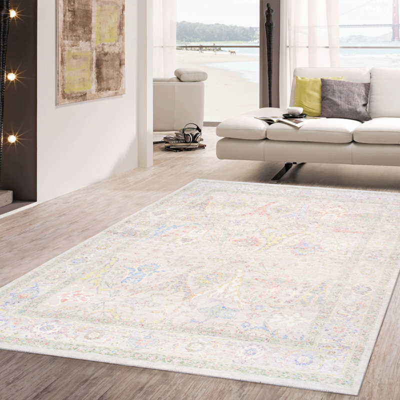 Canvello Oushak Collection Hand-Knotted Wool Beige Area Rug- 9' X 12'2''
