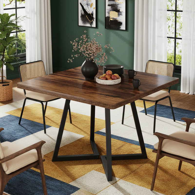 31.5" Square Dining Table, Wood Kitchen Table for 4