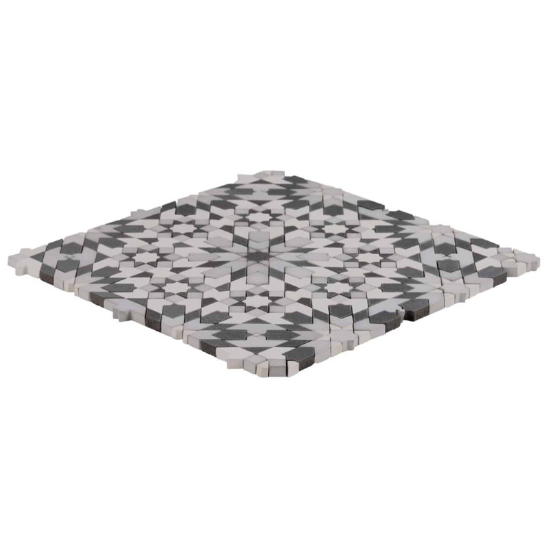 Cantico Taza Mixed Finish Lava Stone And Cement Mosaic Tile, Cloud Gray