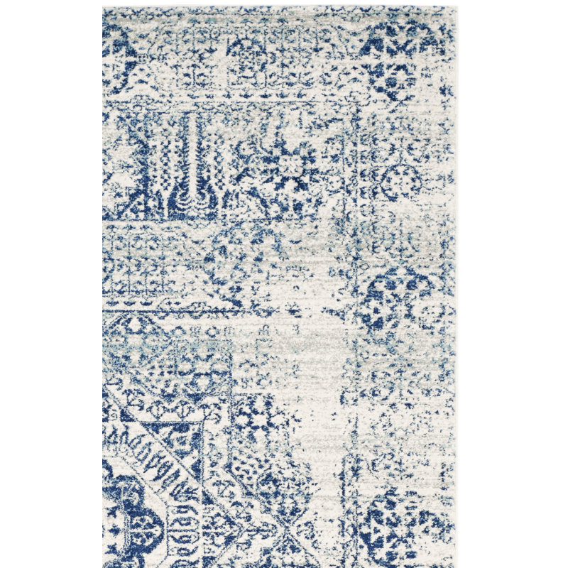 Tapis oriental bleu / ivoire Annette, Carré 5 pi 3 po