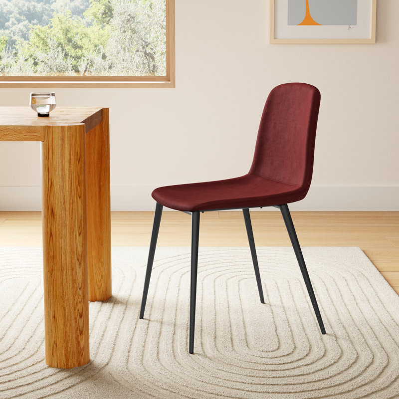 Chaise en velours Kody Comfort +, Velours performance bordeaux Bella