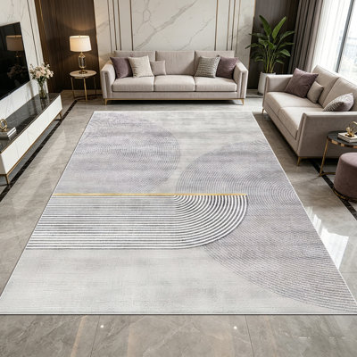 Tapis à motif géométrique à rayures géométriques de 1 pi, minimaliste, neutre, incurvé, doux et confortable, facile à entretenir et lavable à la machine, convient au salon, à la chambre à coucher, à la salle à manger, au vestibule, au bureau personnel, au balcon, à la maison, à l'extérieur