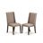 7 Piece Dining Set Consists of a Wooden Table and 6 Dark Khaki Linen Fabric Upholstered Chairs with High Back - Distressed Jacobean Finish-187240487