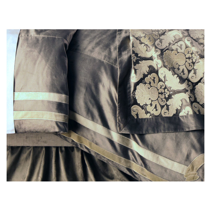 Versailles Velvet Duvet Cover, Queen Duvet Cover, Silver/Ivory