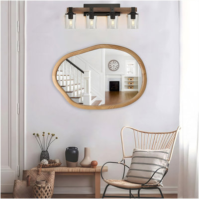 Miroir mural irrégulier décoratif, miroir asymétrique pour la décoration murale, miroirs décoratifs ondulés pour le salon, la salle de bain, le vestibule, miroir à forme irrégulière abstraite, 32 po x 22 po