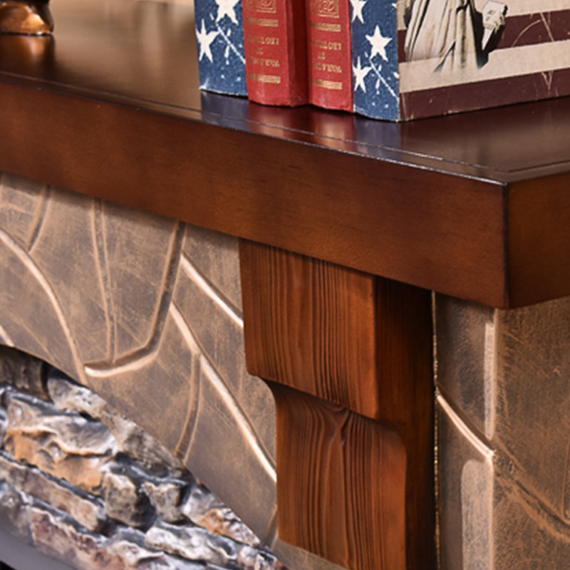 Gray + Brown Manufactured Wood Electric Fireplace