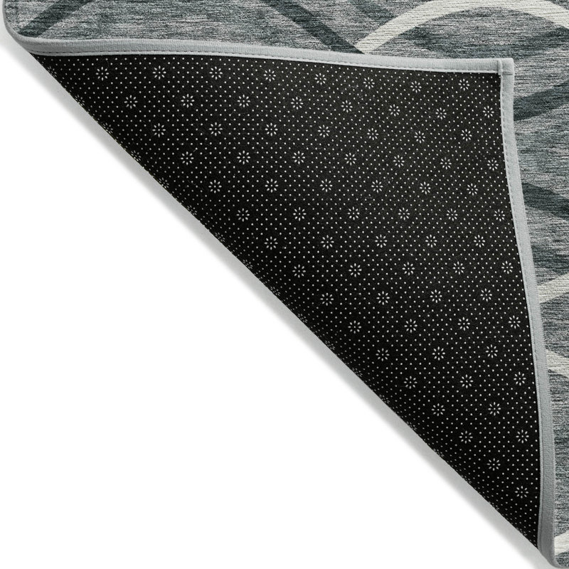 Tapis intérieur lavable abstrait ivoire et gris anthracite 9 pi x 12 pi