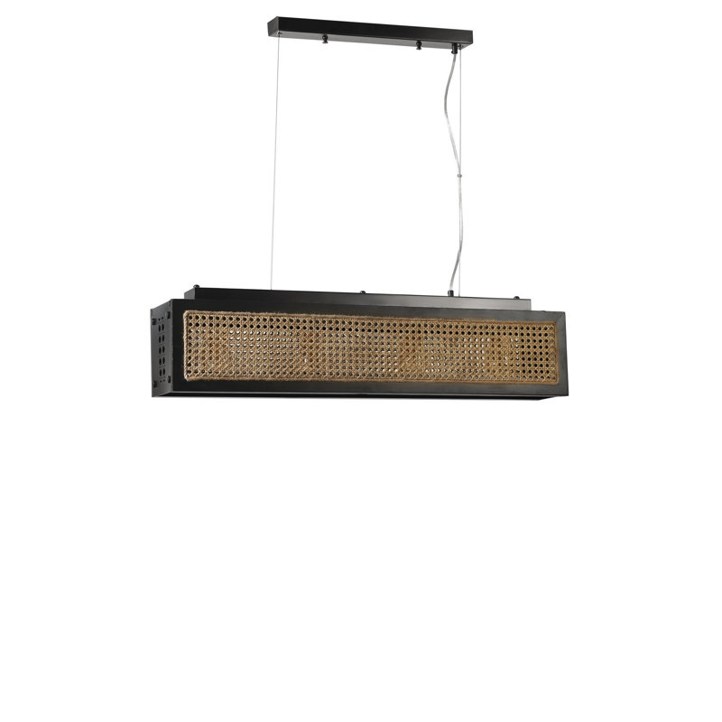 Chandle Chandelier, Black/Rattan
