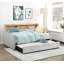 Lit de jour gris clair 1Pc avec bibliothèque gigogne escamotable