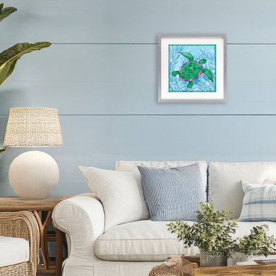 «Radiant Sealife Turtle», reproduction encadrée sous verre, conception de Paul Brent