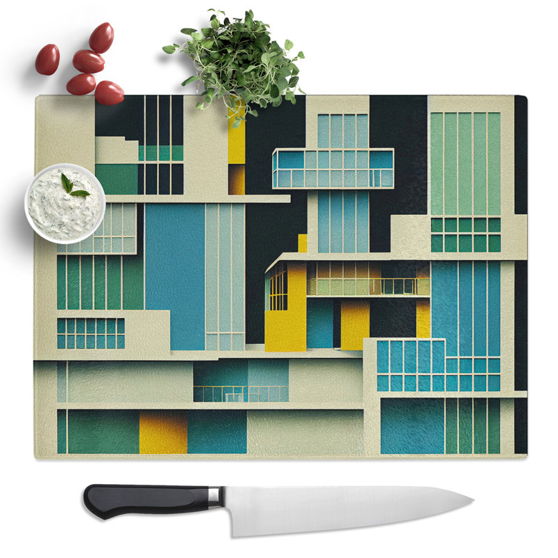 Modern Bauhaus Architecture Abstract  Glass Chopping Board