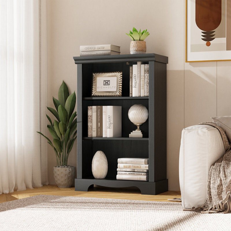 Bibliothèque à 3 niveaux avec tablette réglable, Black