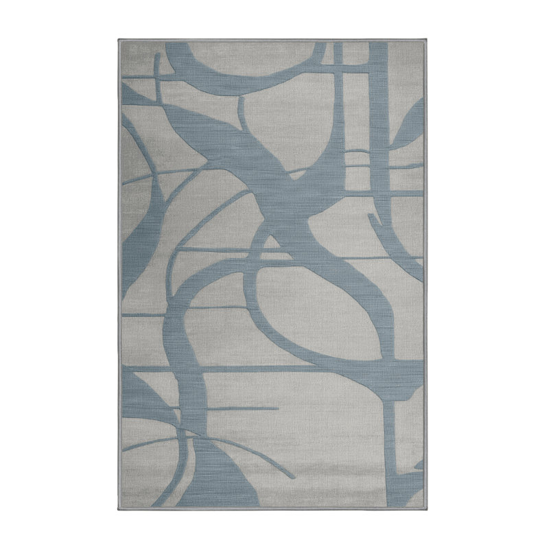Machine Washable Abstract Gray Area Rug
