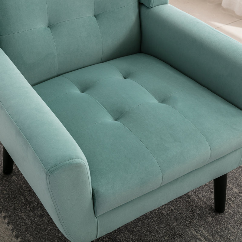 Fauteuil d'appoint Bolanle, Velours vert menthe