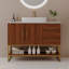 Meuble-lavabo moderne de 36 po avec lavabo vasque en céramique, meuble autoportant d'appoint doré-173443746