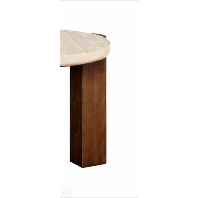 Plateau en travertin et table de bout en chêne foncé Leonardo, durable et élégant pour les intérieurs modernes avec une capacité de charge élevée
