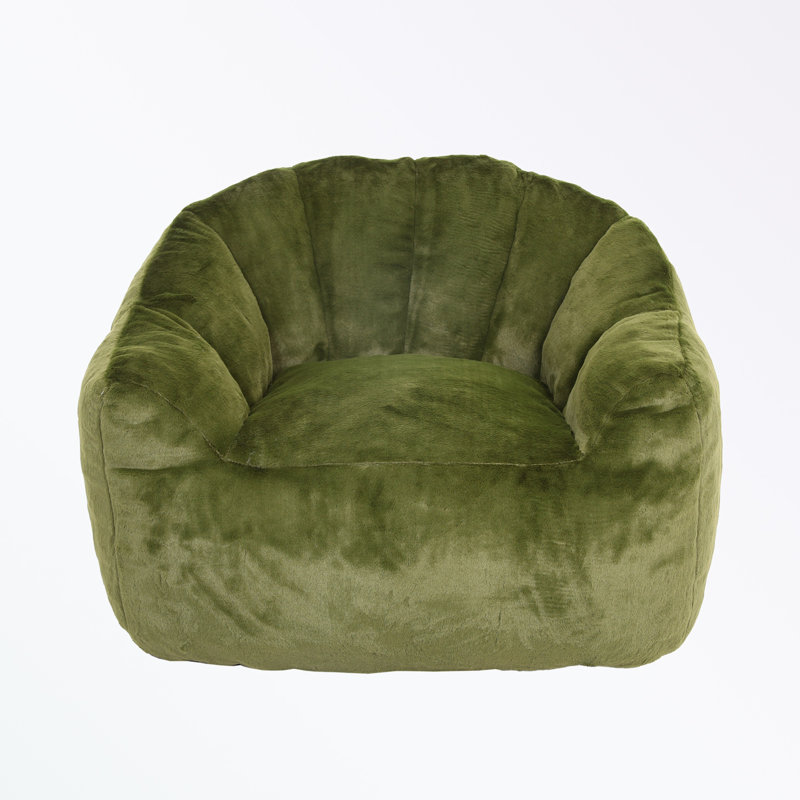 Accent Chair with Armrests and soft cushion, Green Faux Fur