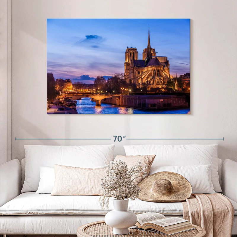 Kavia Notre Dame à Paris la nuit, H 32 po x l 48 po