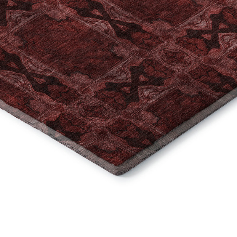 Cerrito AMF564 Premium Burgundy Area Rug, Rond 8 pi